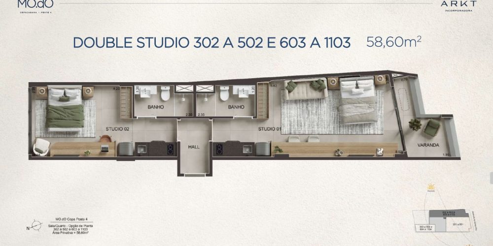 Studio 302 a 502 MO.dO Copacabana Posto 4
