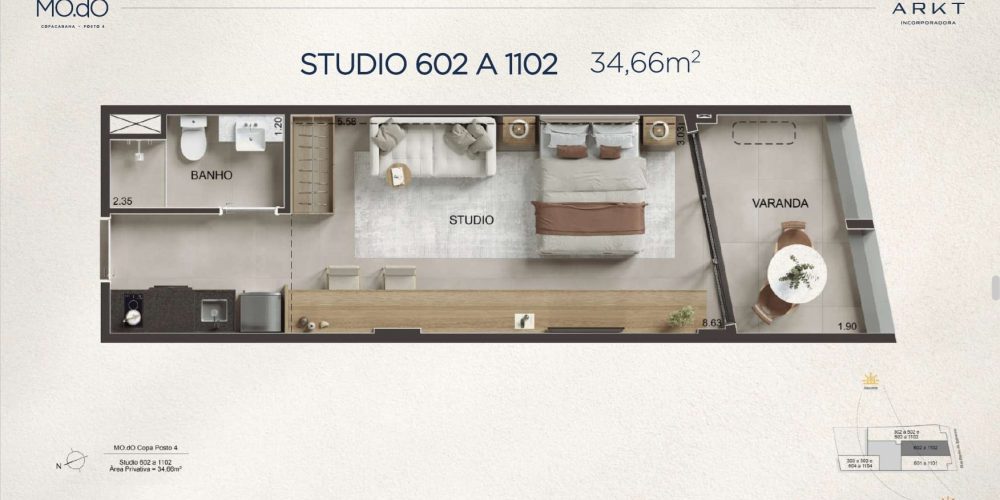Studio 602 a 1102 MO.dO Copacabana Posto 4