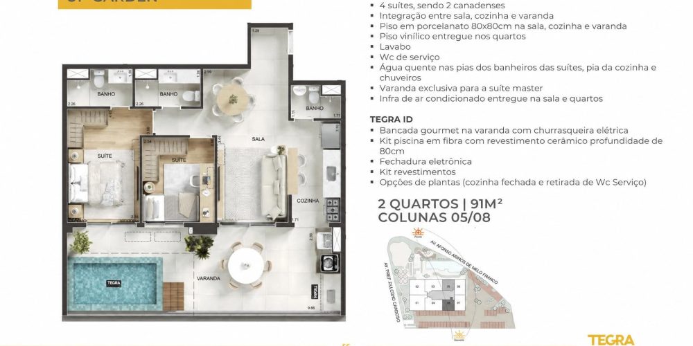 up garden 2 quartos 91m²